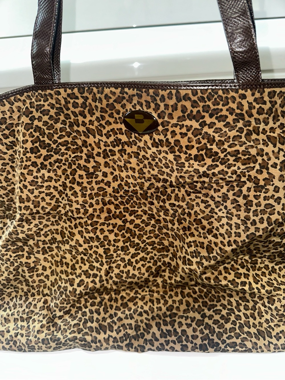 Bottega Veneta Leopard Print Tote with Brown Trim